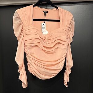 Express Peach Ruched Blouse